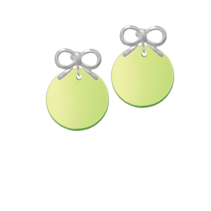 Acrylic 1" Disc Lime Green Imitation Pearl Crystal Clip On Earrings Image 9