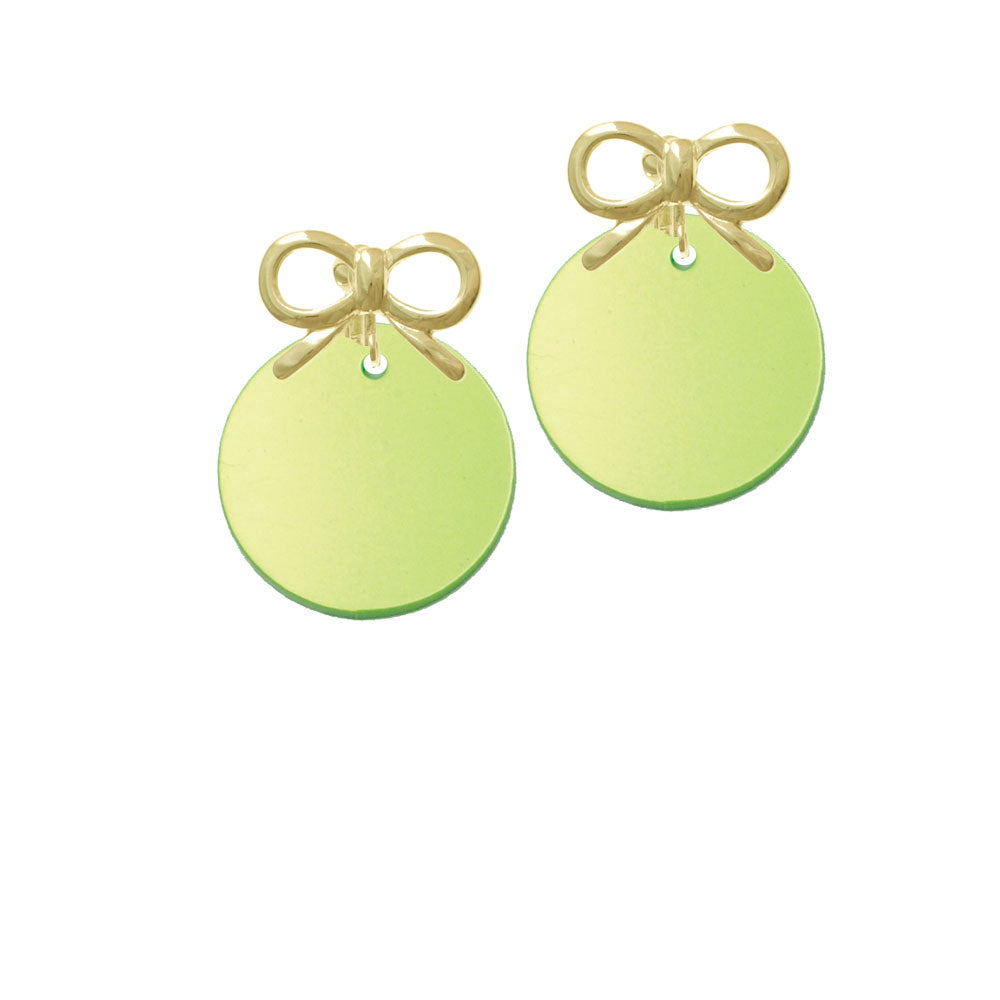 Acrylic 1" Disc Lime Green Imitation Pearl Crystal Clip On Earrings Image 10