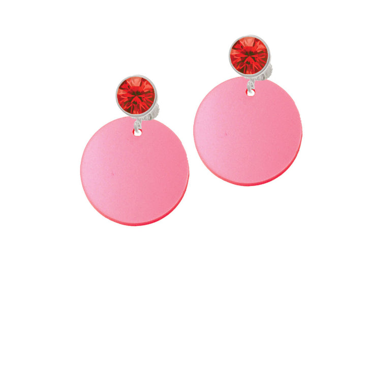 Acrylic 1" Disc Red Imitation Pearl Crystal Clip On Earrings Image 4