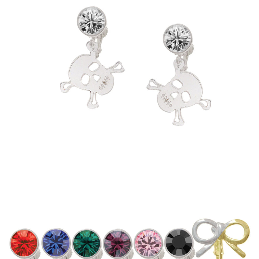 Acrylic Small Clear Skull Crystal Clip On Earrings Image 1