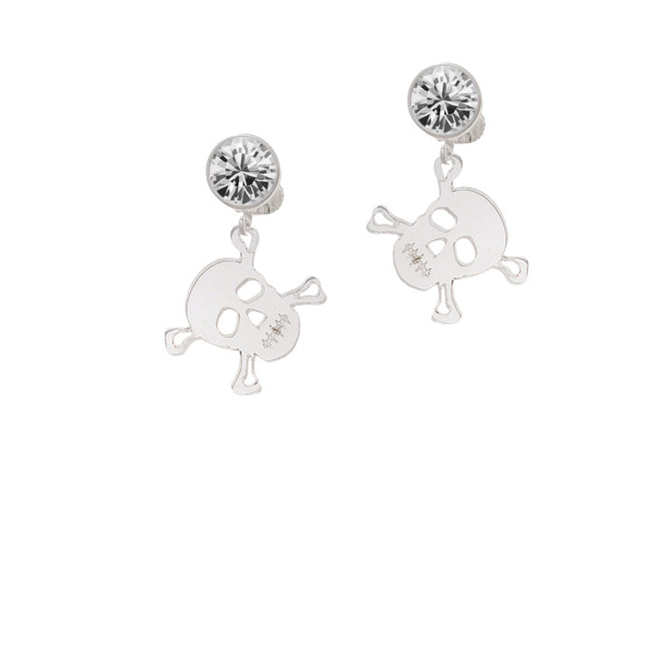 Acrylic Small Clear Skull Crystal Clip On Earrings Image 2