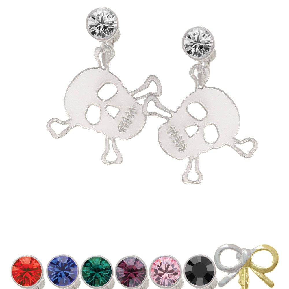 Acrylic Large Mirror Skull Crystal Clip On Earrings Image 1