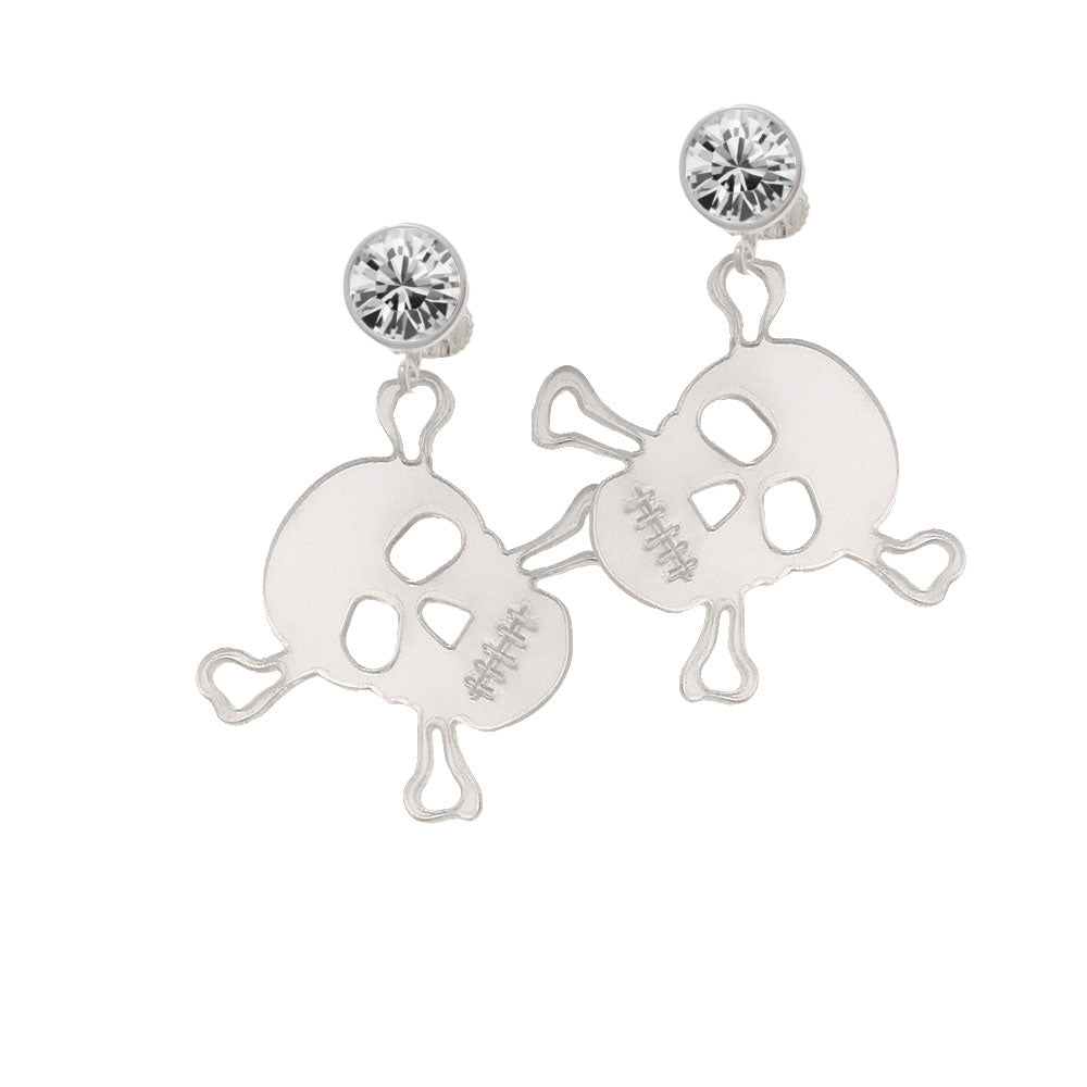 Acrylic Large Mirror Skull Crystal Clip On Earrings Image 2