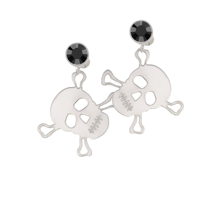 Acrylic Large Mirror Skull Crystal Clip On Earrings Image 3