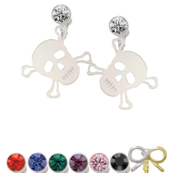 Acrylic Large Clear Skull Crystal Clip On Earrings Image 1