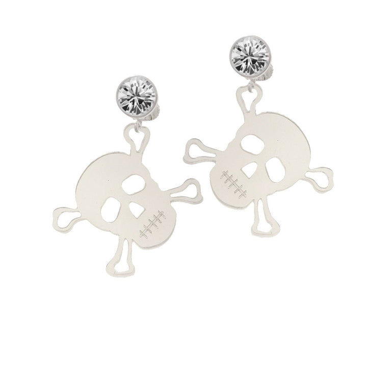 Acrylic Large Clear Skull Crystal Clip On Earrings Image 2