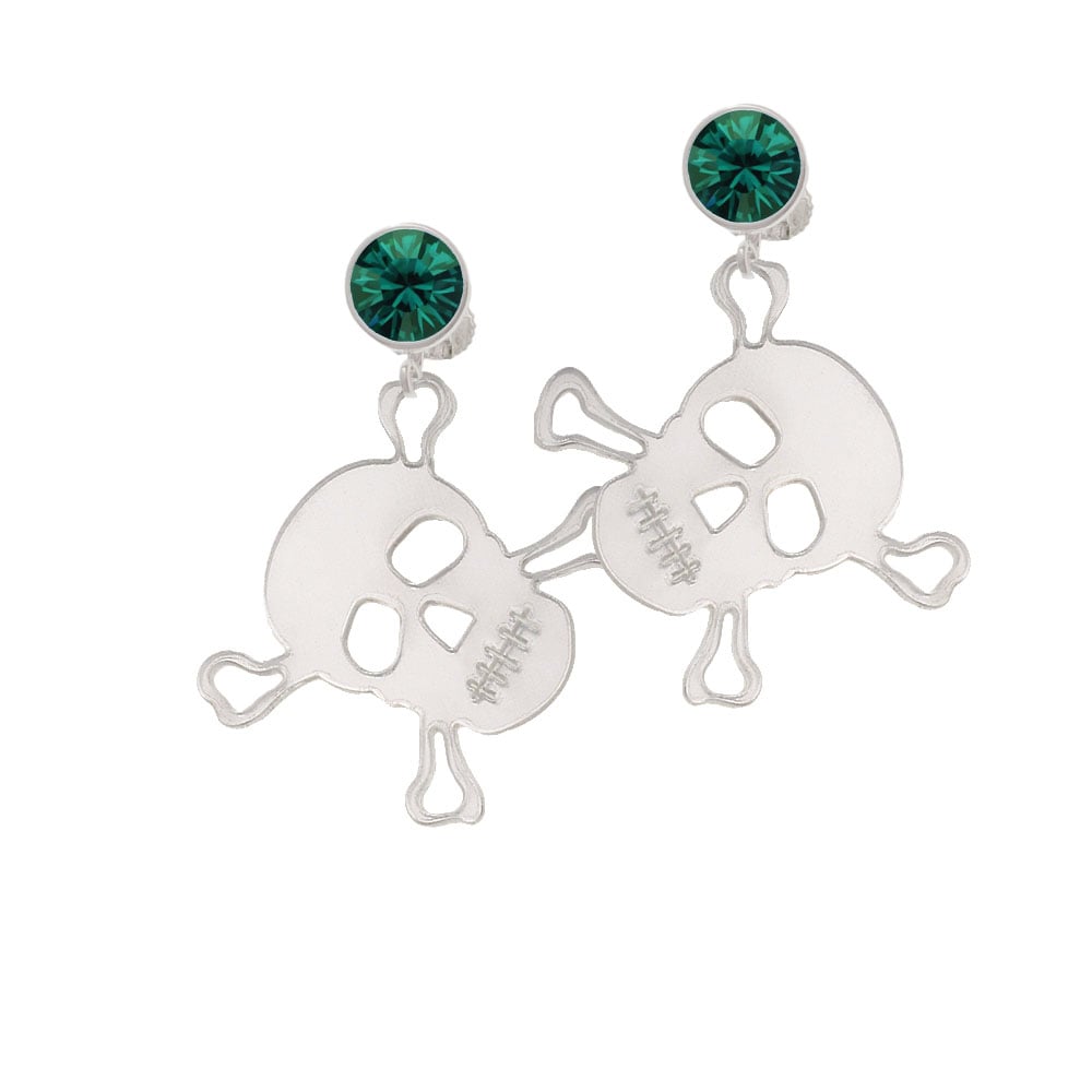 Acrylic Large Mirror Skull Crystal Clip On Earrings Image 6