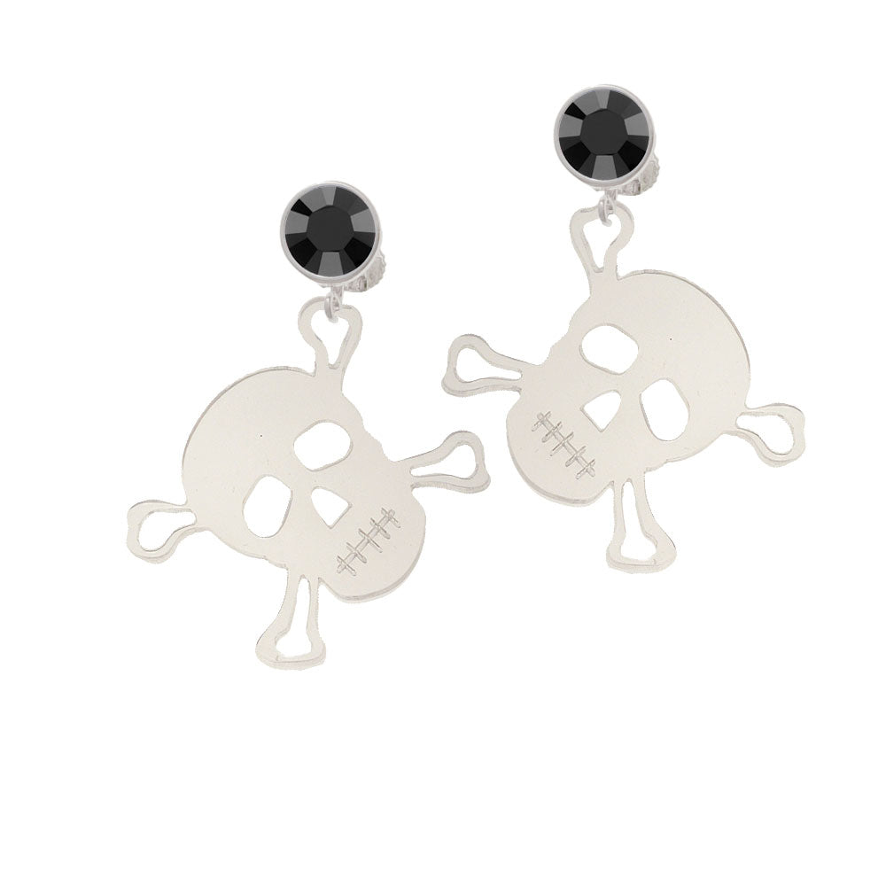 Acrylic Large Clear Skull Crystal Clip On Earrings Image 3