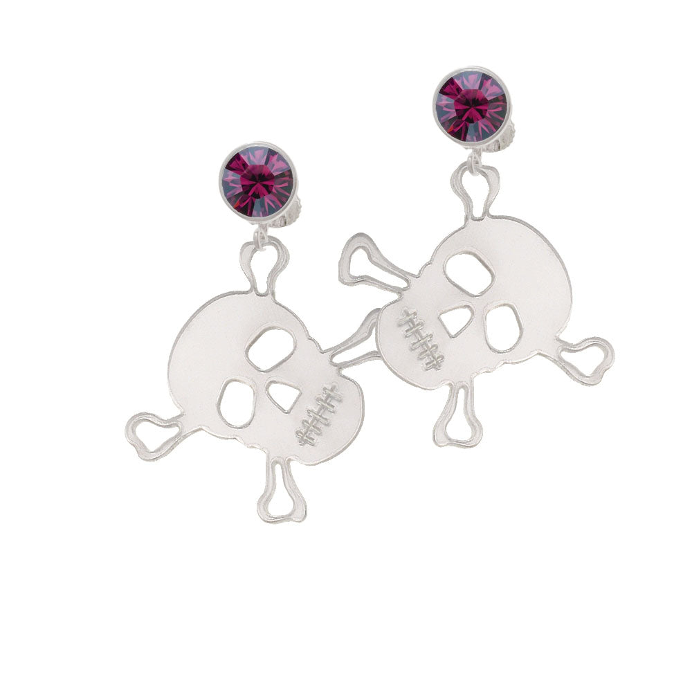 Acrylic Large Mirror Skull Crystal Clip On Earrings Image 8