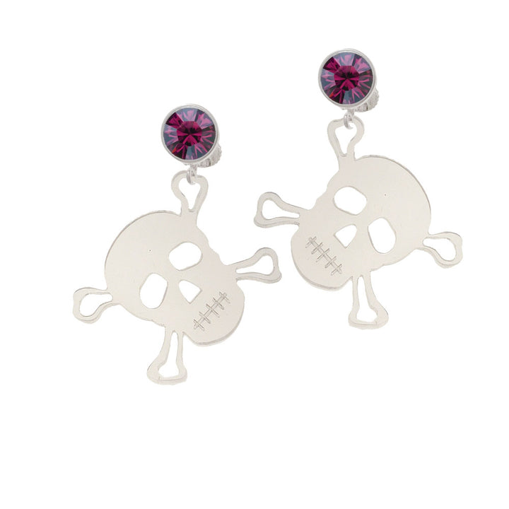 Acrylic Large Clear Skull Crystal Clip On Earrings Image 8