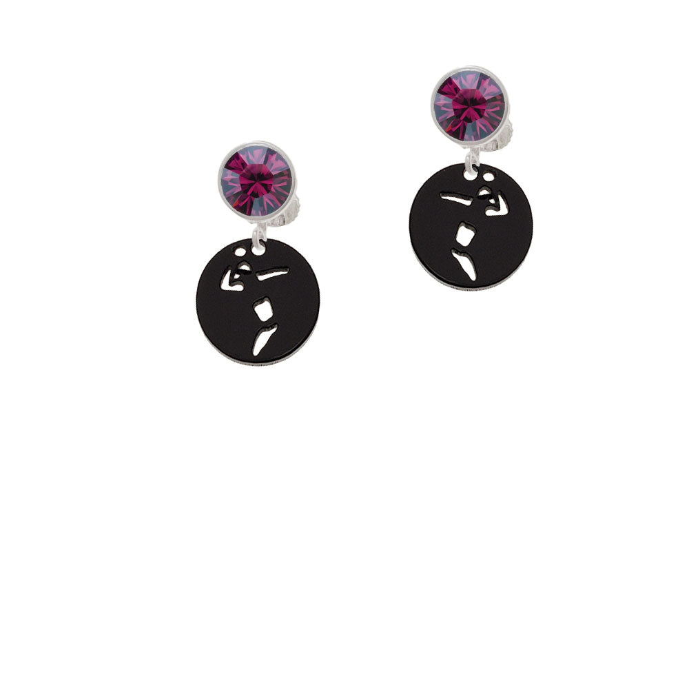 Acrylic Small Black Disc Volleyball Player Crystal Clip On Earrings Image 8