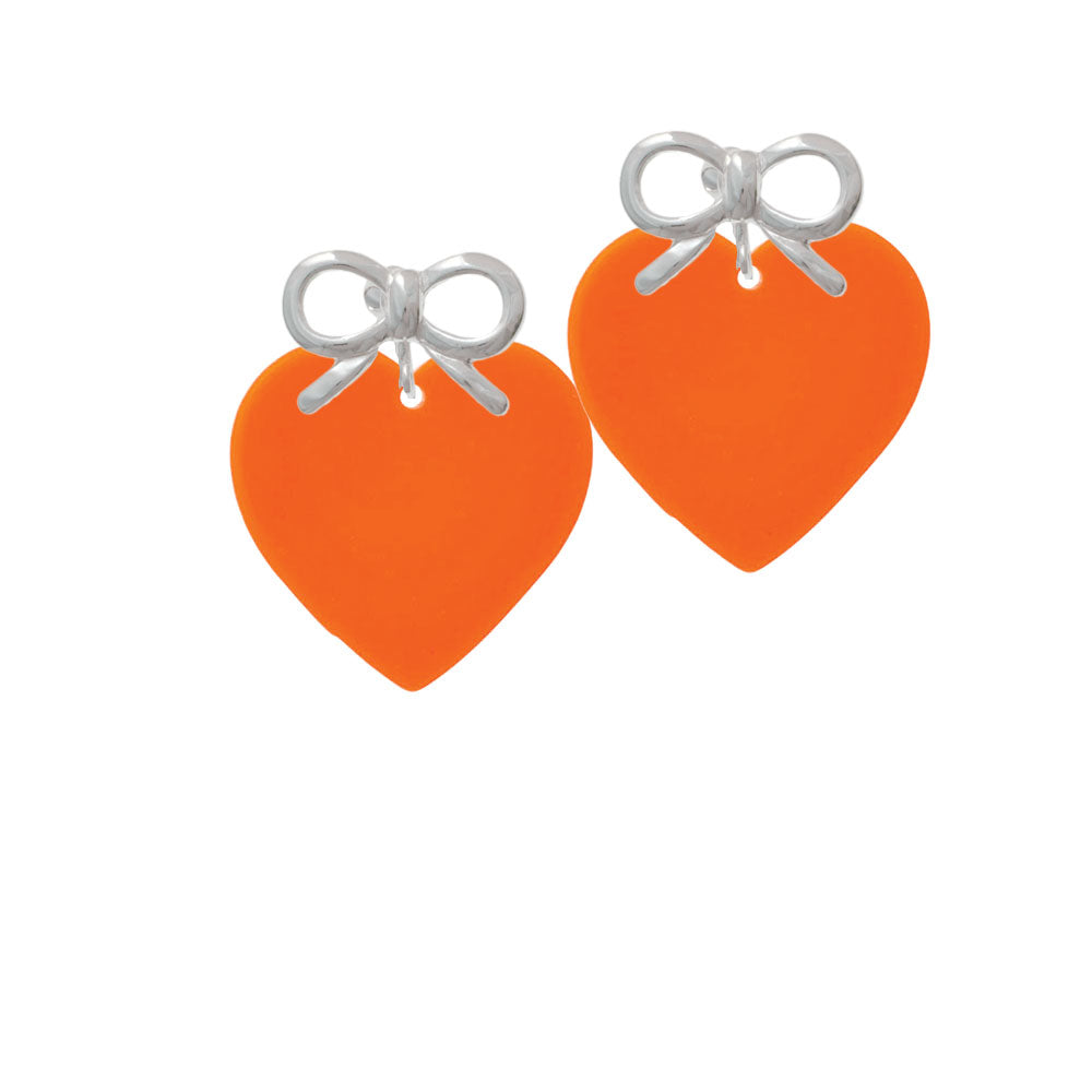 Acrylic 1" Orange Heart Crystal Clip On Earrings Image 9