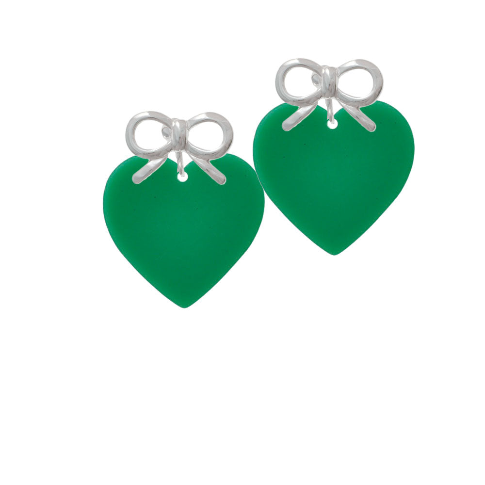 Acrylic 1" Green Heart Crystal Clip On Earrings Image 9