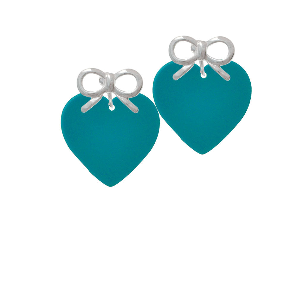 Acrylic 1" Teal Heart Crystal Clip On Earrings Image 9