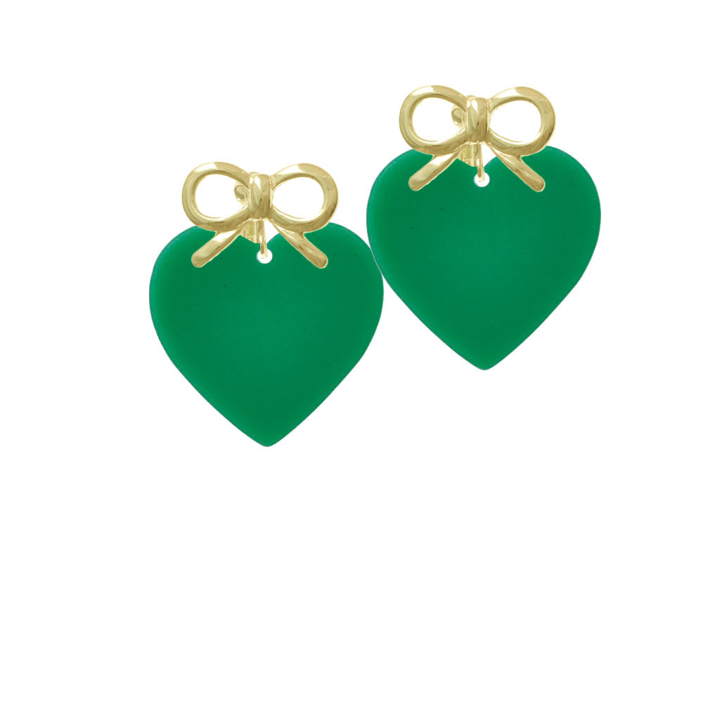 Acrylic 1" Green Heart Crystal Clip On Earrings Image 10