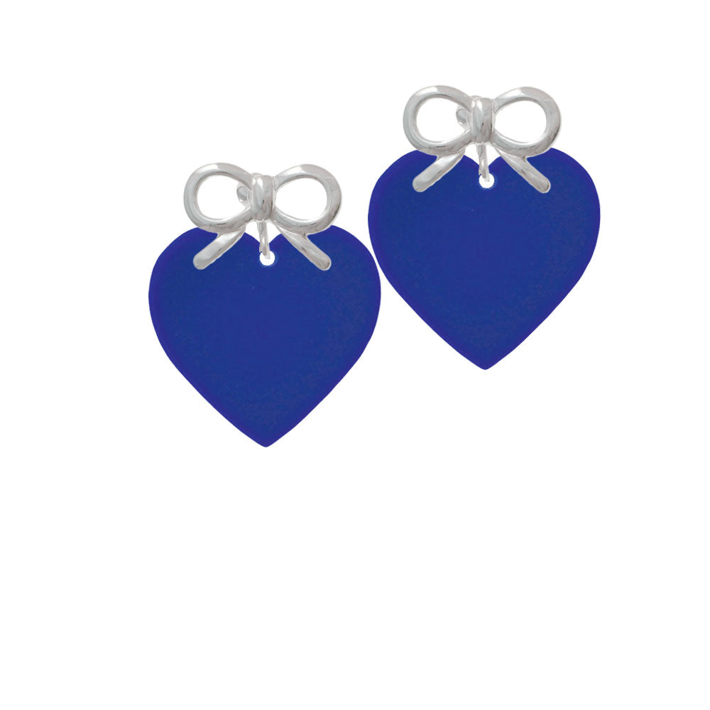 Acrylic 1" Navy Blue Heart Crystal Clip On Earrings Image 9