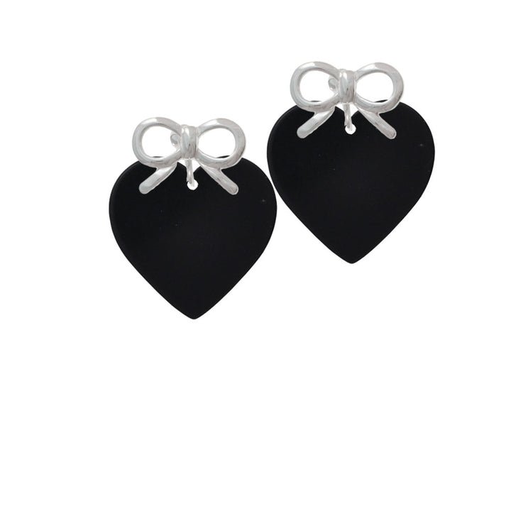 Acrylic 1" Black Heart Crystal Clip On Earrings Image 9