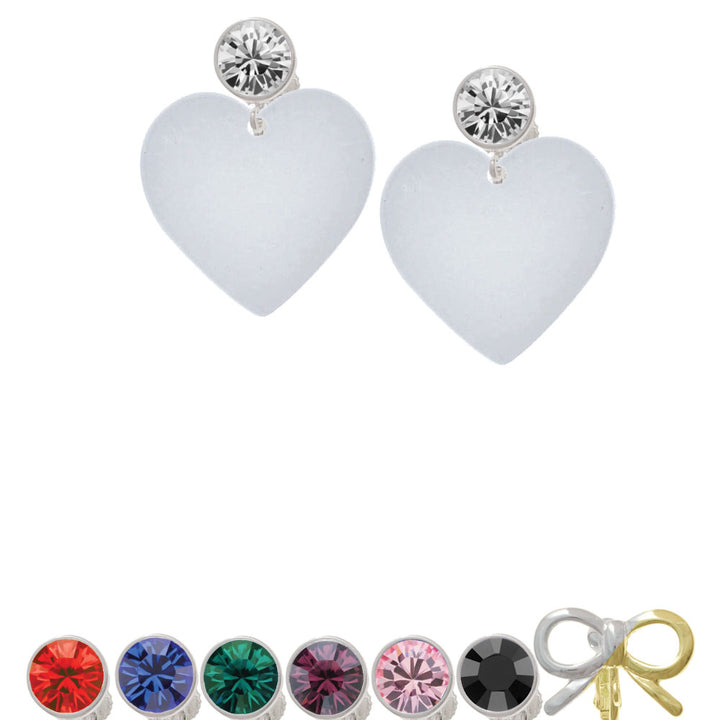 Acrylic 1" Imitation Pearl Heart Crystal Clip On Earrings Image 1