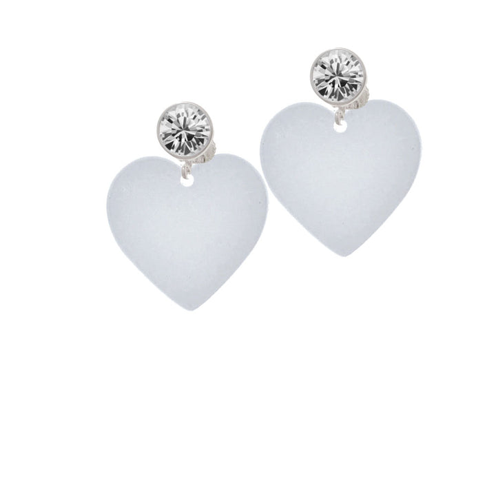 Acrylic 1" Imitation Pearl Heart Crystal Clip On Earrings Image 2