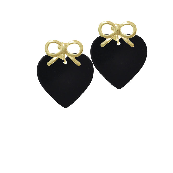 Acrylic 1" Black Heart Crystal Clip On Earrings Image 10