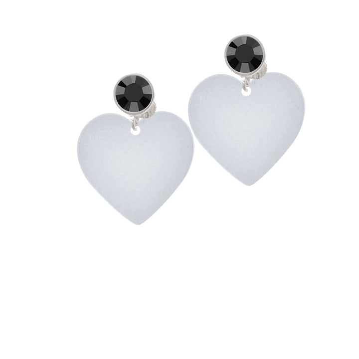 Acrylic 1" Imitation Pearl Heart Crystal Clip On Earrings Image 3