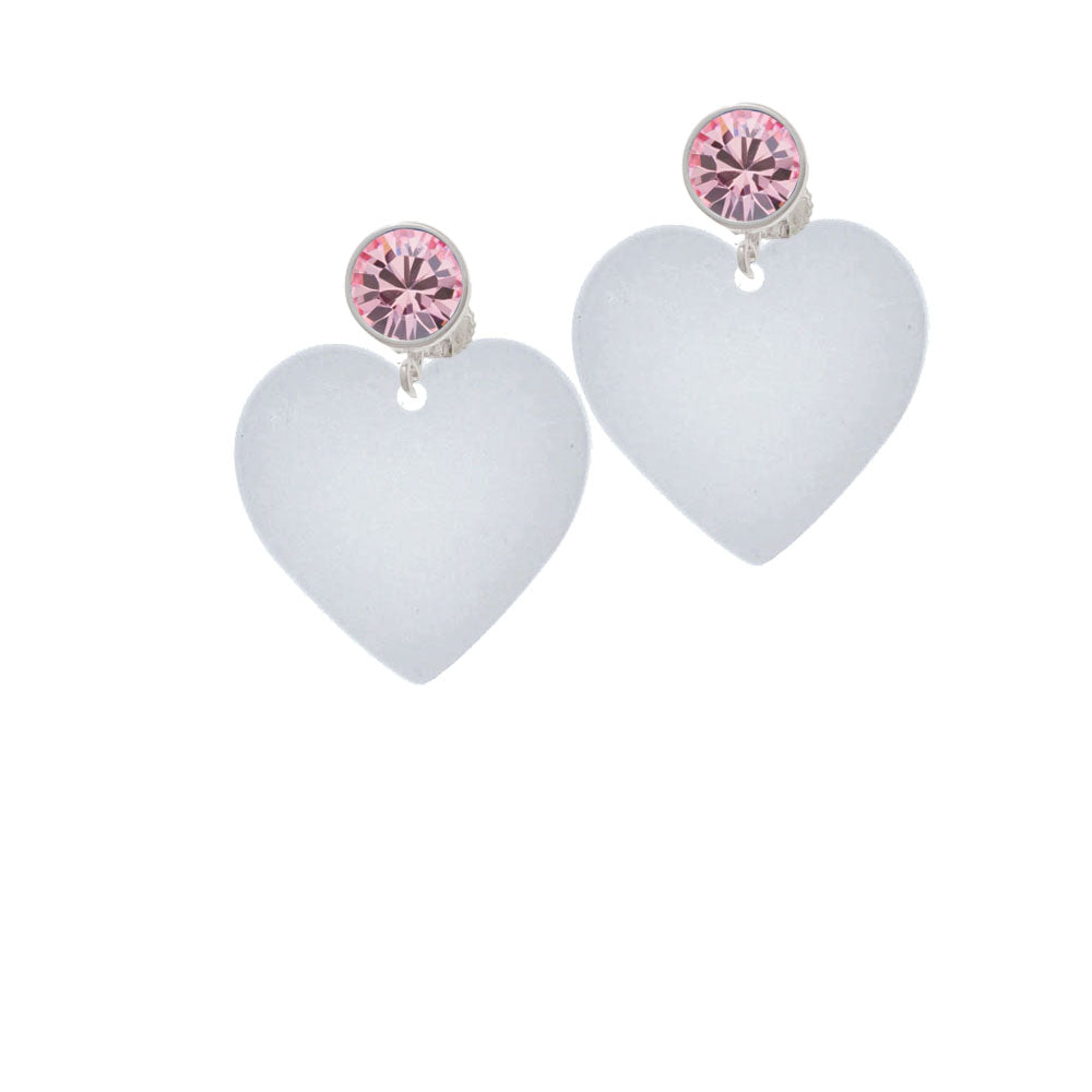 Acrylic 1" Imitation Pearl Heart Crystal Clip On Earrings Image 4