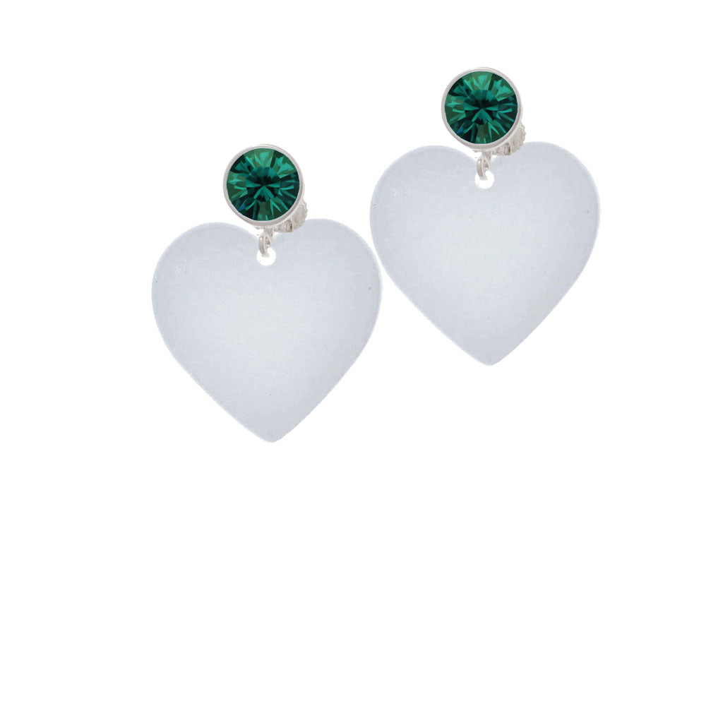 Acrylic 1" Imitation Pearl Heart Crystal Clip On Earrings Image 6