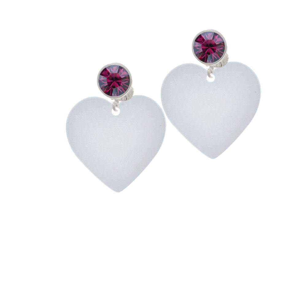 Acrylic 1" Imitation Pearl Heart Crystal Clip On Earrings Image 8