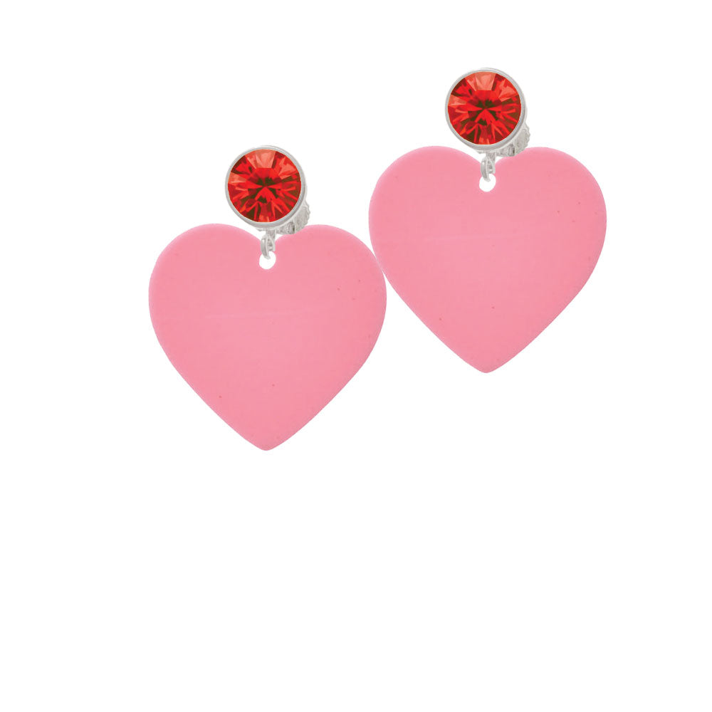 Acrylic 1" Pink Heart Crystal Clip On Earrings Image 4