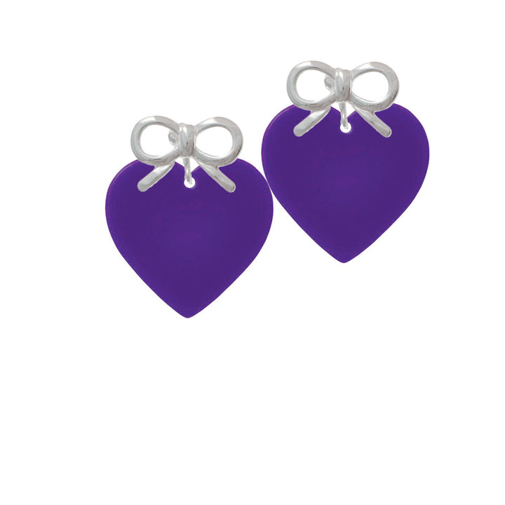 Acrylic 1" Purple Heart Crystal Clip On Earrings Image 9