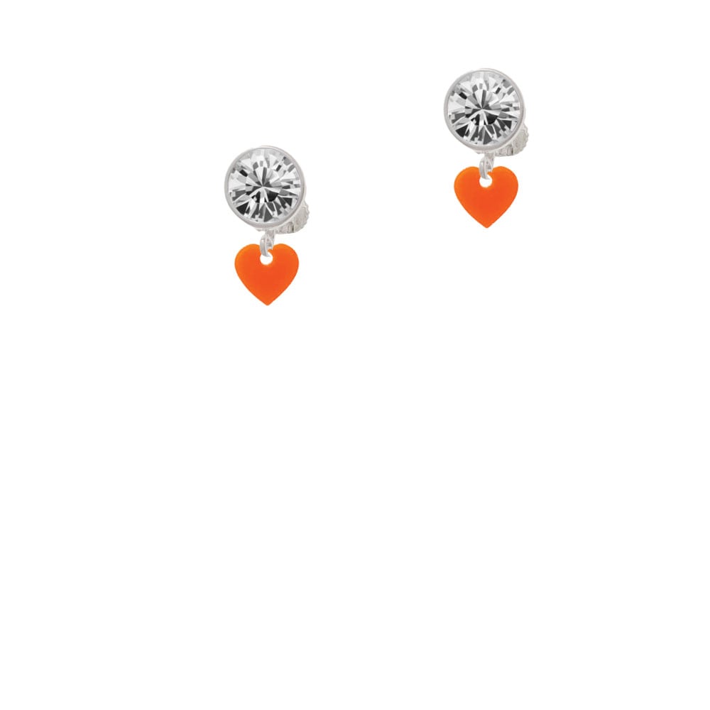 Acrylic 5/16" Orange Heart Crystal Clip On Earrings Image 2