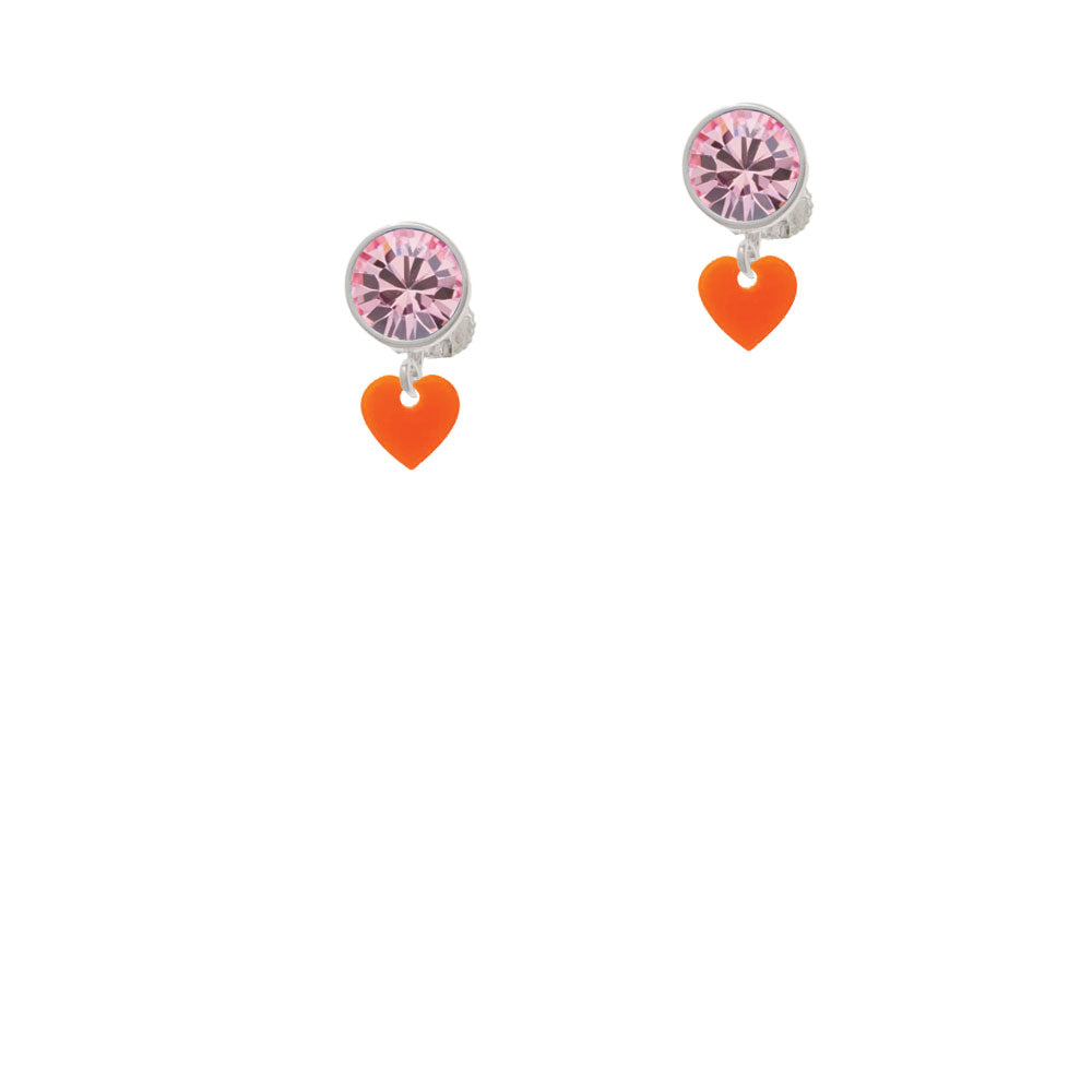 Acrylic 5/16" Orange Heart Crystal Clip On Earrings Image 4