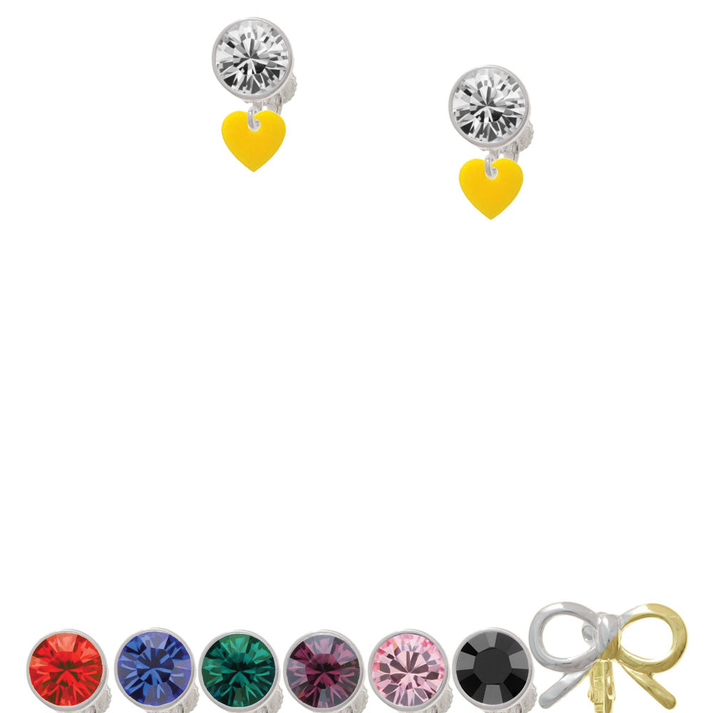 Acrylic 5/16" Yellow Heart Crystal Clip On Earrings Image 1