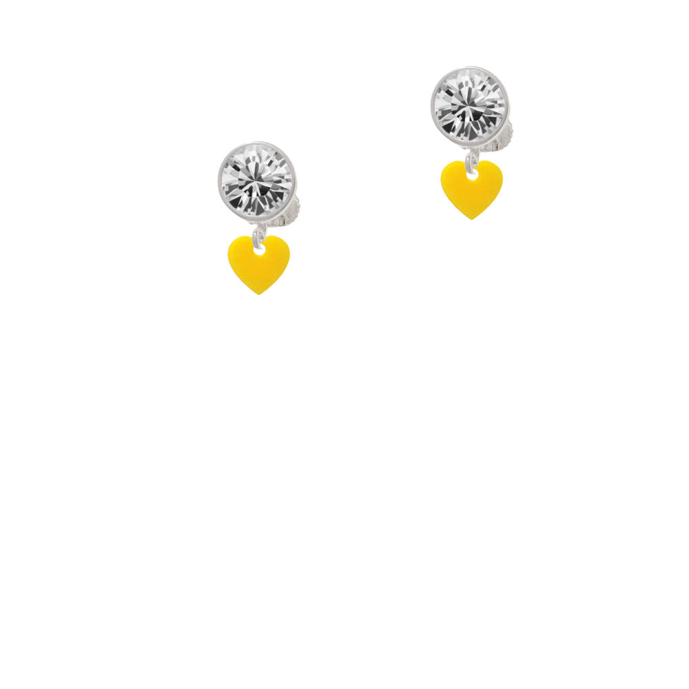 Acrylic 5/16" Yellow Heart Crystal Clip On Earrings Image 2