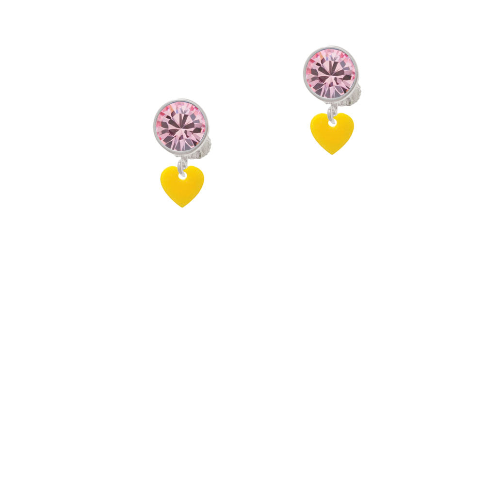 Acrylic 5/16" Yellow Heart Crystal Clip On Earrings Image 4