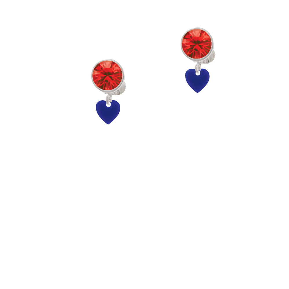 Acrylic 5/16" Navy Blue Heart Crystal Clip On Earrings Image 4