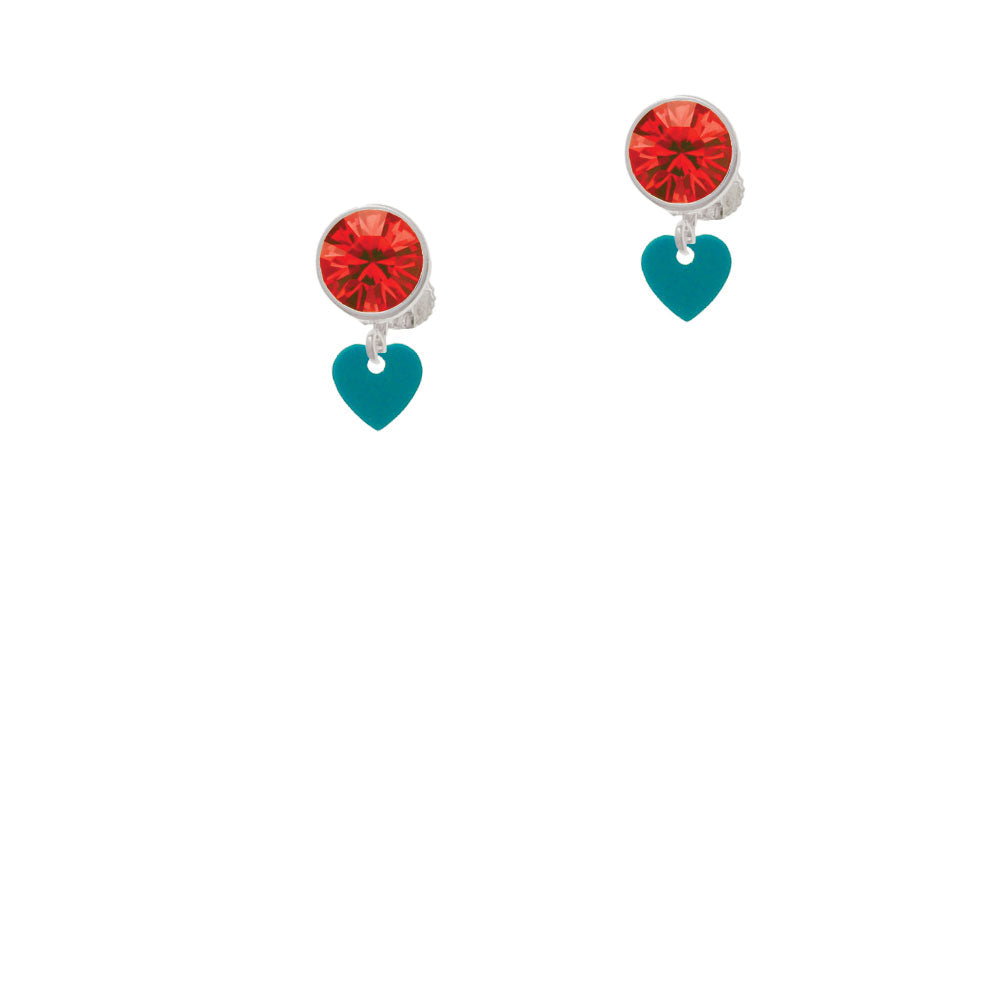 Acrylic 5/16" Teal Heart Crystal Clip On Earrings Image 4