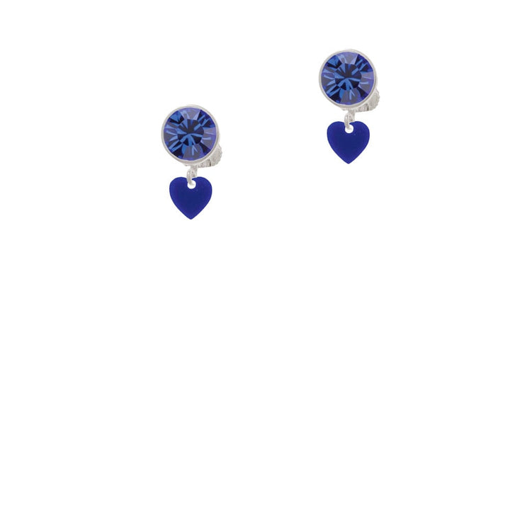 Acrylic 5/16" Navy Blue Heart Crystal Clip On Earrings Image 7