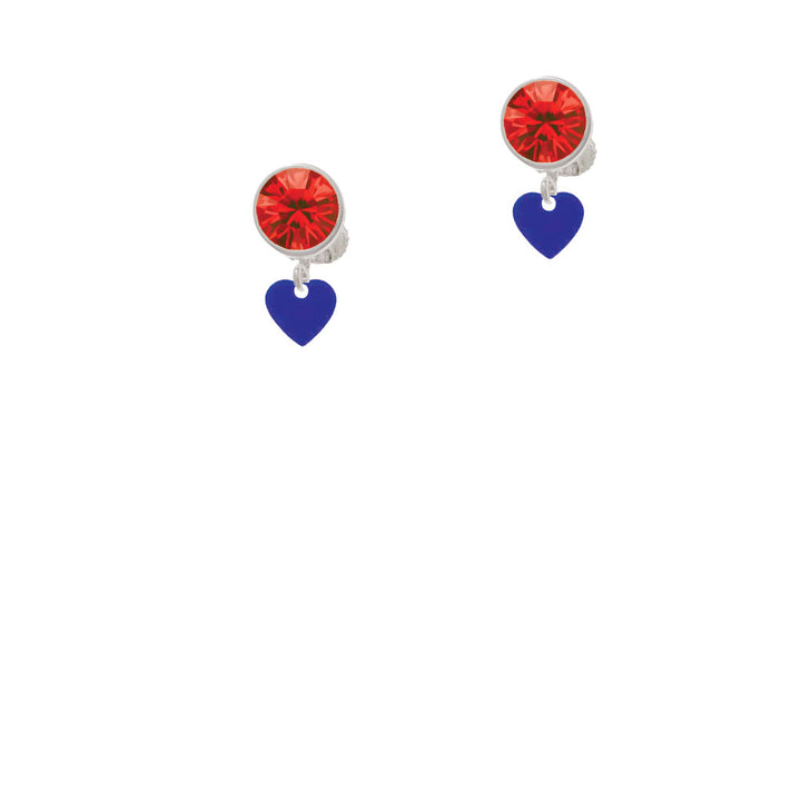 Acrylic 5/16" Royal Blue Heart Crystal Clip On Earrings Image 4