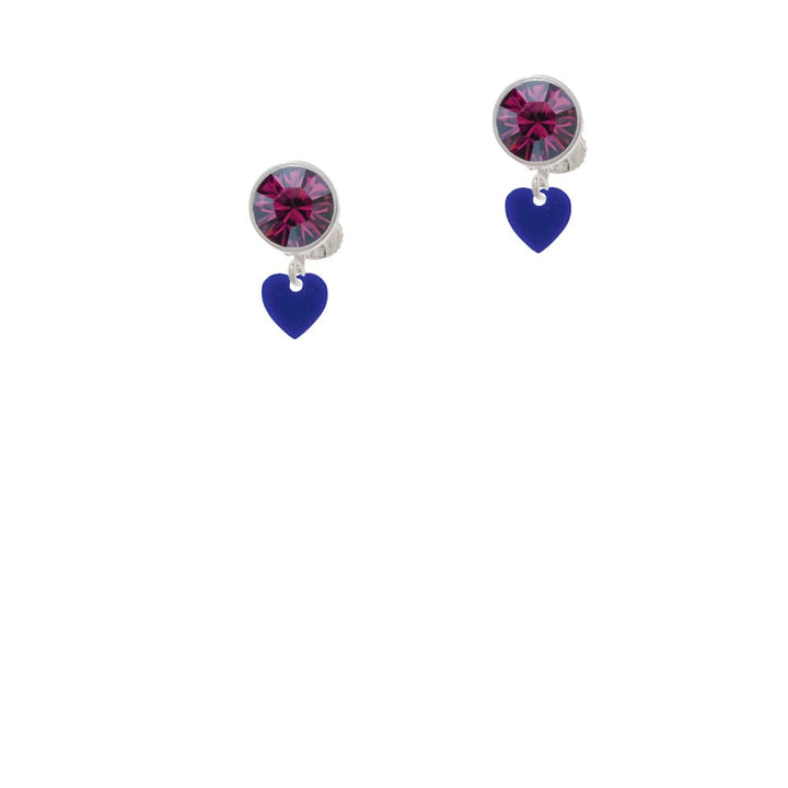 Acrylic 5/16" Navy Blue Heart Crystal Clip On Earrings Image 8