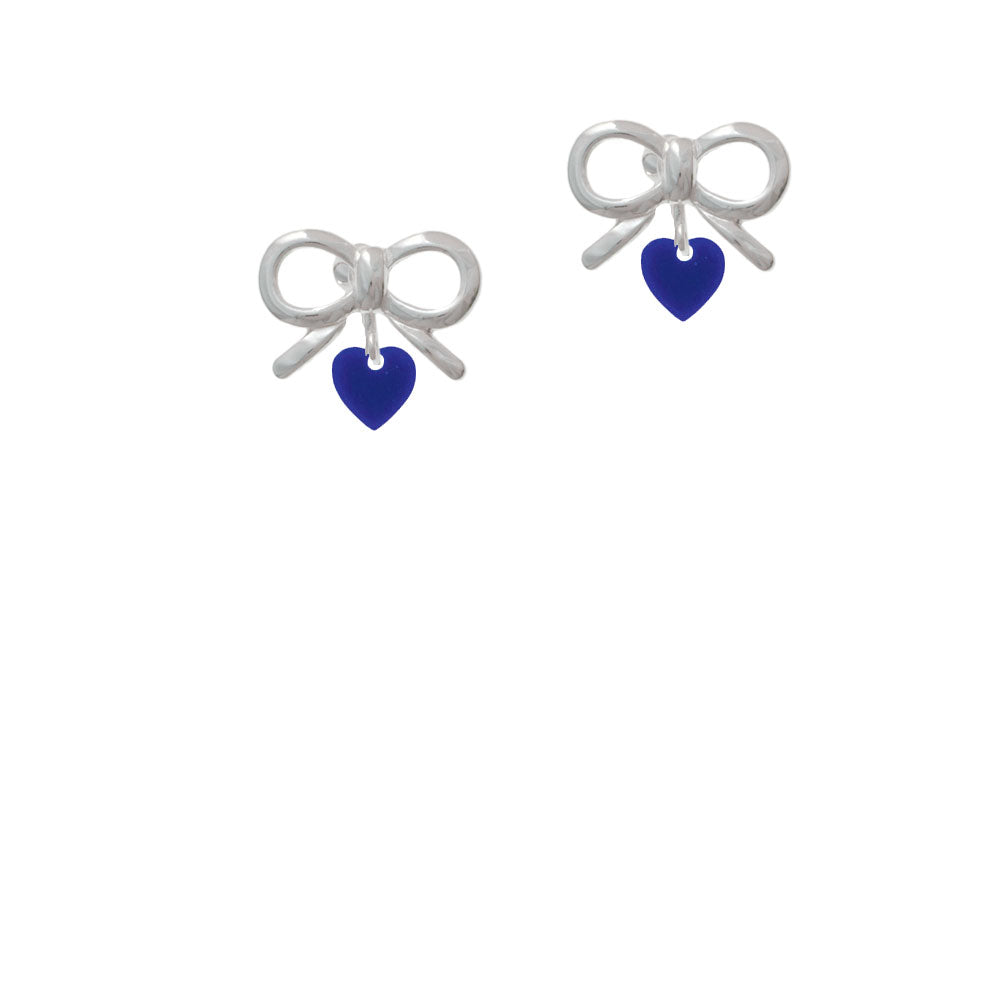 Acrylic 5/16" Navy Blue Heart Crystal Clip On Earrings Image 9