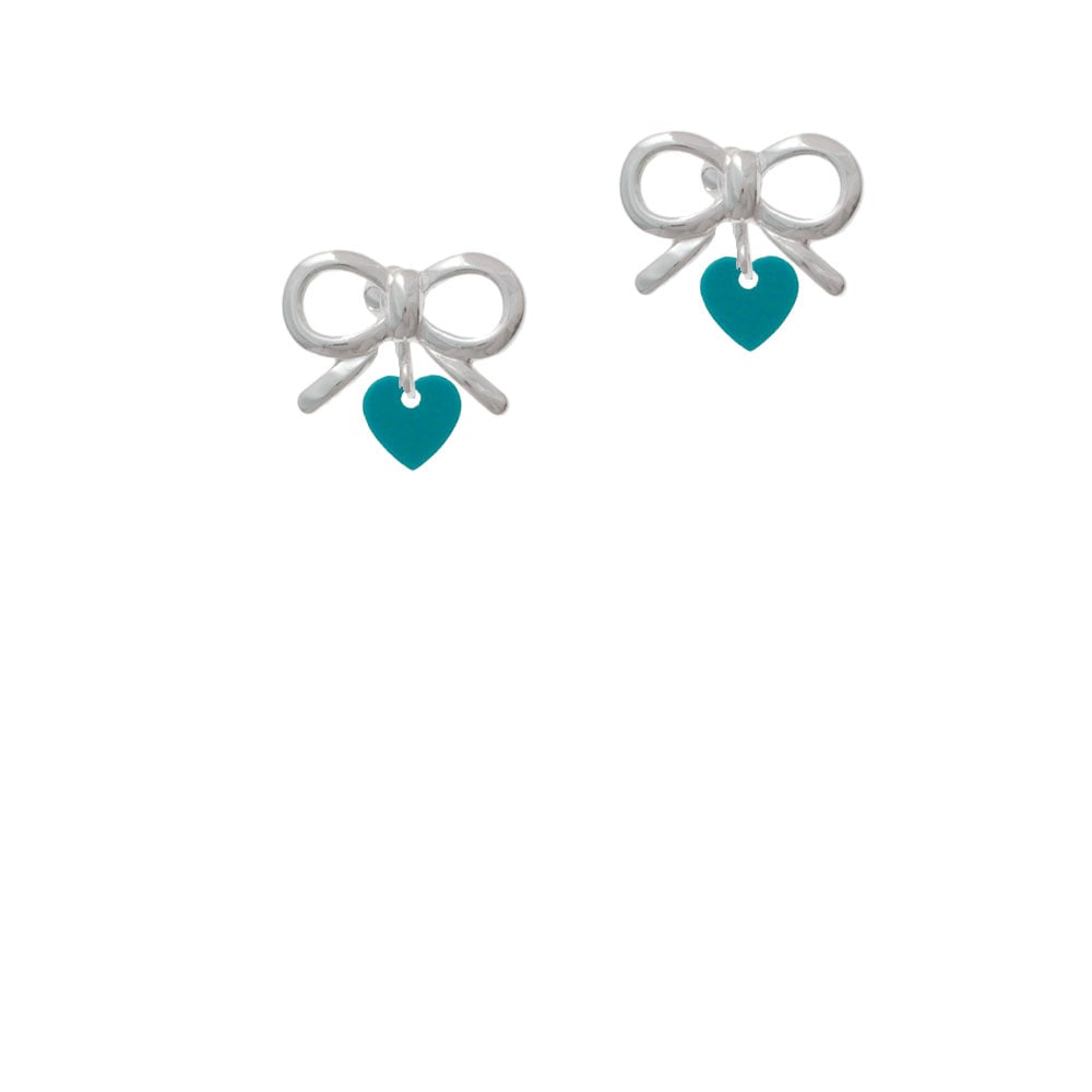 Acrylic 5/16" Teal Heart Crystal Clip On Earrings Image 9