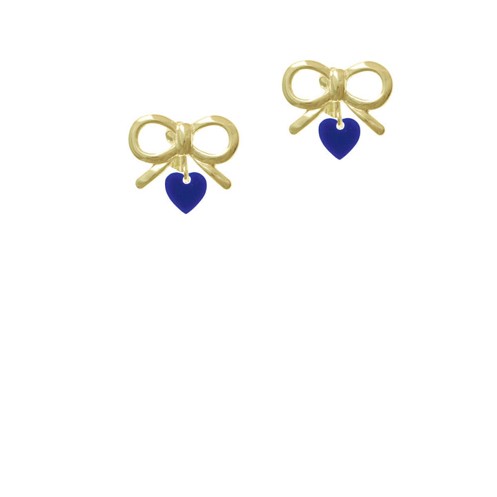 Acrylic 5/16" Navy Blue Heart Crystal Clip On Earrings Image 10