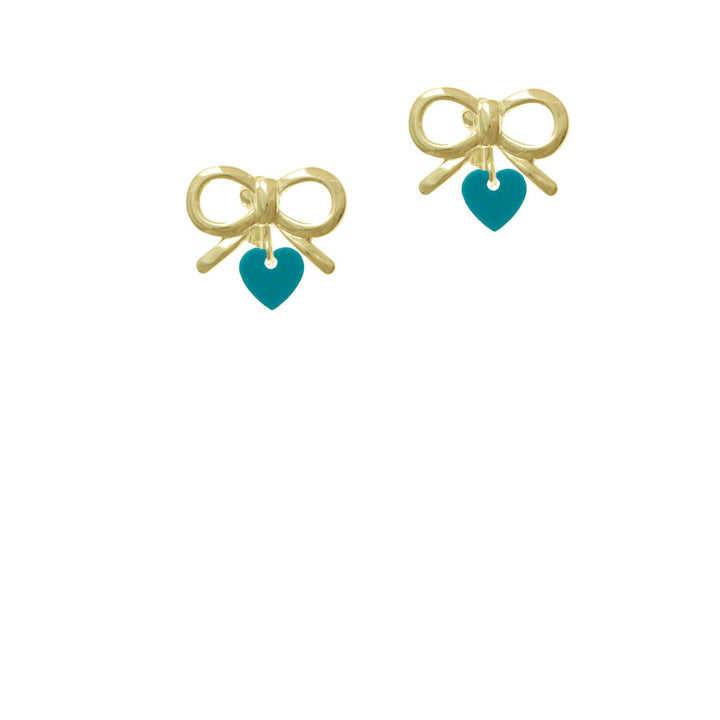 Acrylic 5/16" Teal Heart Crystal Clip On Earrings Image 10