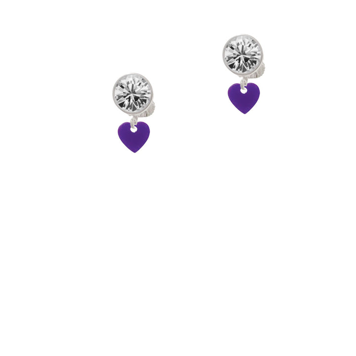 Acrylic 5/16" Purple Heart Crystal Clip On Earrings Image 2