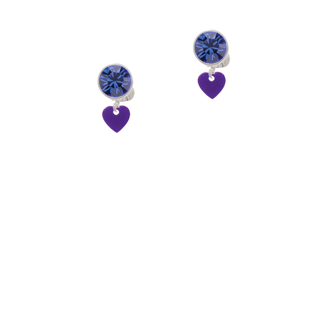 Acrylic 5/16" Purple Heart Crystal Clip On Earrings Image 7