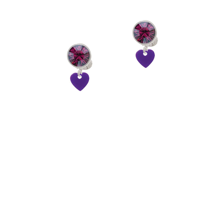 Acrylic 5/16" Purple Heart Crystal Clip On Earrings Image 8