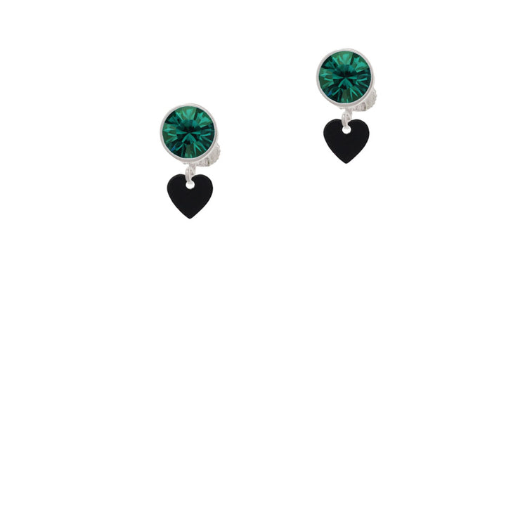 Acrylic 5/16" Black Heart Crystal Clip On Earrings Image 6