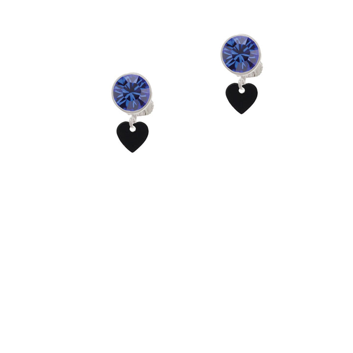 Acrylic 5/16" Black Heart Crystal Clip On Earrings Image 7