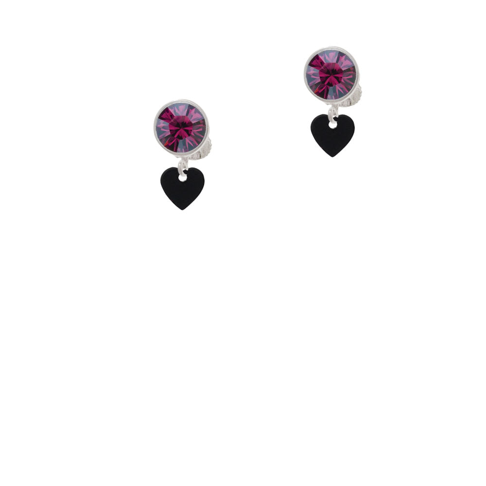 Acrylic 5/16" Black Heart Crystal Clip On Earrings Image 8